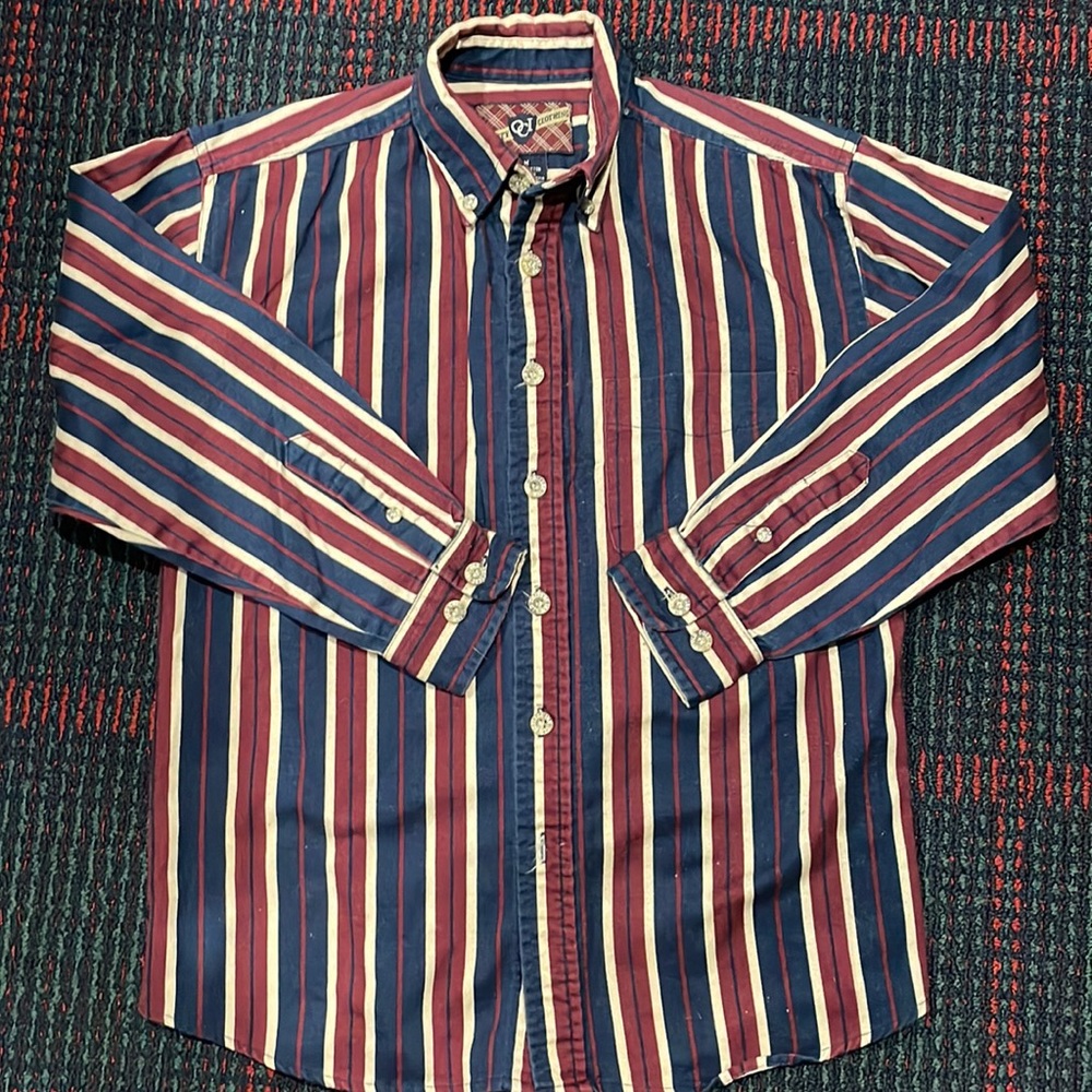 Cotton Twill Long sleeve button front shirt, classic